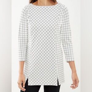 J Jill Ponte Knit Plaid Grid Tunic Minimalist Large